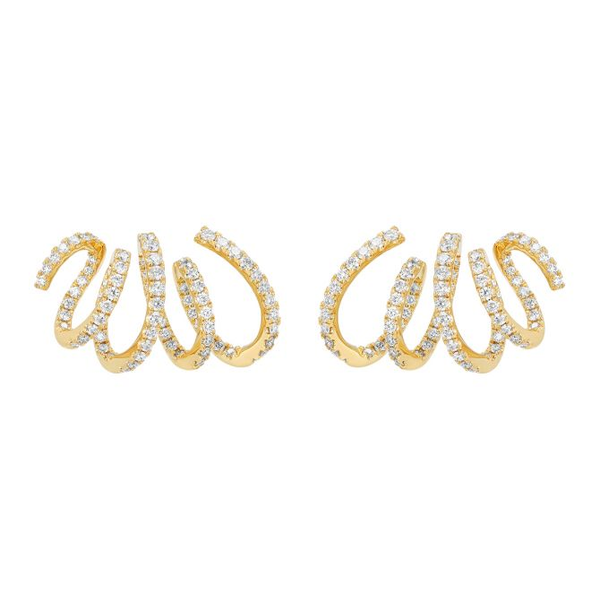 Kwiat Diamond Swirl Stud Earrings in Yellow Gold Image 3 Carats Mcallen, TX