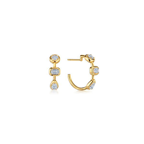 Starry Night Bezel-Set Diamond Hoop Earrings Carats Mcallen, TX