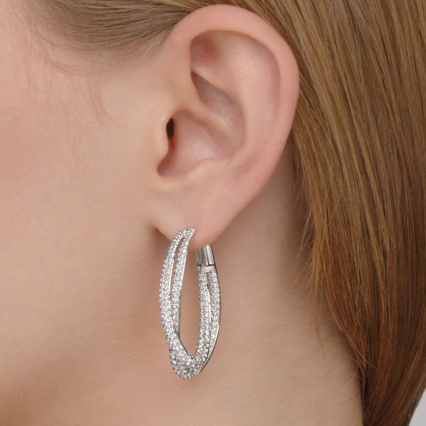 Moonlight Crossover Hoop Earrings with Pavé Diamonds Image 3 Carats Mcallen, TX