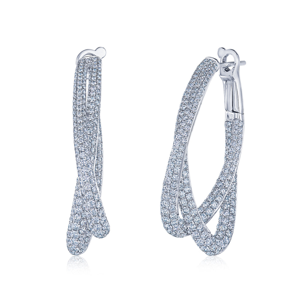 Moonlight Crossover Hoop Earrings with Pavé Diamonds Carats Mcallen, TX
