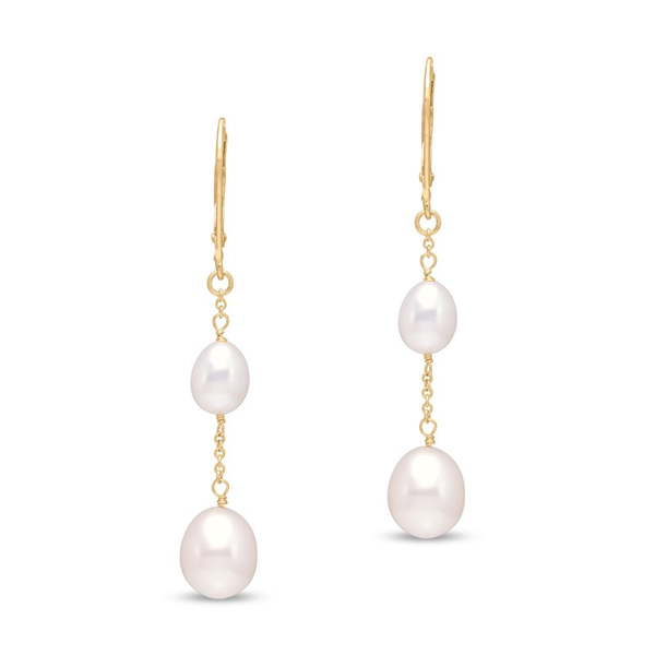 6-9MM FRSHWATER PEARL DANGLE EARRINGS 14K YG W/LEVER BACKS Carats Mcallen, TX
