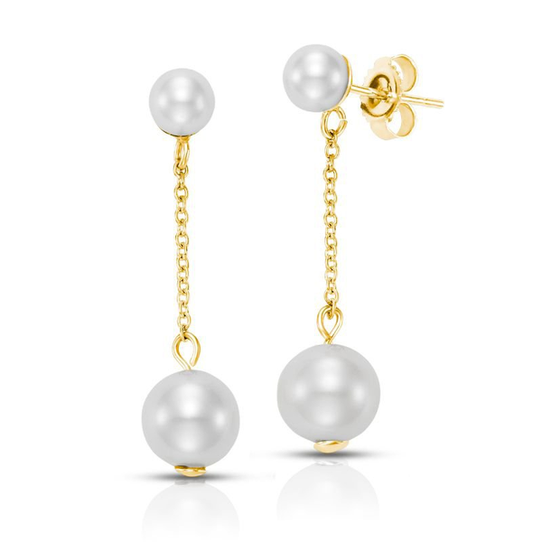 4.5-7.5 MM FW PEARL CHAIN DROP EARRING 14KT 1