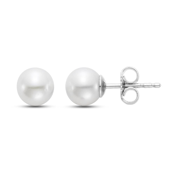 6.5-7MM FRESHWATER PEARL BASIC STUD EARRING 14K WG Carats Mcallen, TX