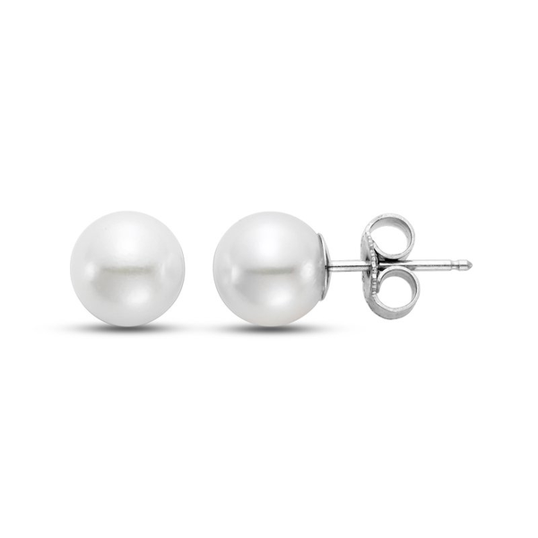 7.5-8MM FRESHWATER PEARL BASIC STUD EARRING 14K WG Carats Mcallen, TX