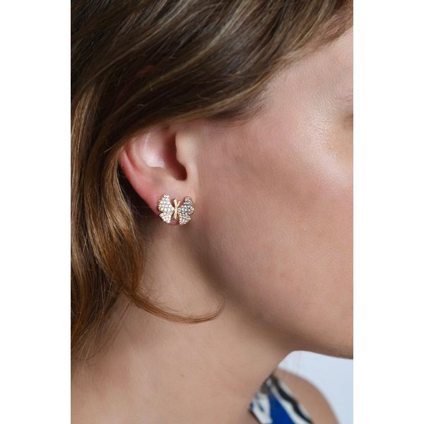 Butterfly White Pavé Stud Earrings Image 2 Carats Mcallen, TX