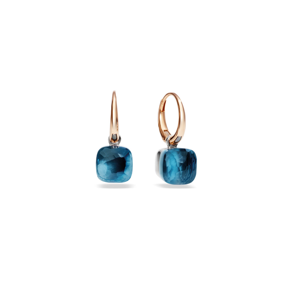POMELLATO NUDO PETIT ROSE/WHITE GOLD DROP LONDON BLUE TOPAZ EARRINGS Carats Mcallen, TX