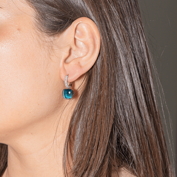 POMELLATO NUDO ROSE/WHITE GOLD DROP LONDON BLUE TOPAZ AND DIAMOND EARRINGS Image 2 Carats Mcallen, TX