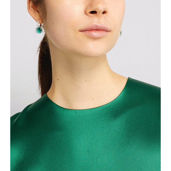 POMELLATO NUDO CLASSIC EARRINGS IN ROSE/WHITE GOLD WITH PRASIOLITES/GREEN AGATES AND DIAMONDS Image 2 Carats Mcallen, TX