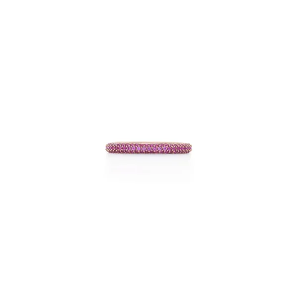 KWIAT MOONLIGHT 3-ROW RING WITH PAVE PINK SAPPHIRES IN 18K ROSE GOLD Carats Mcallen, TX