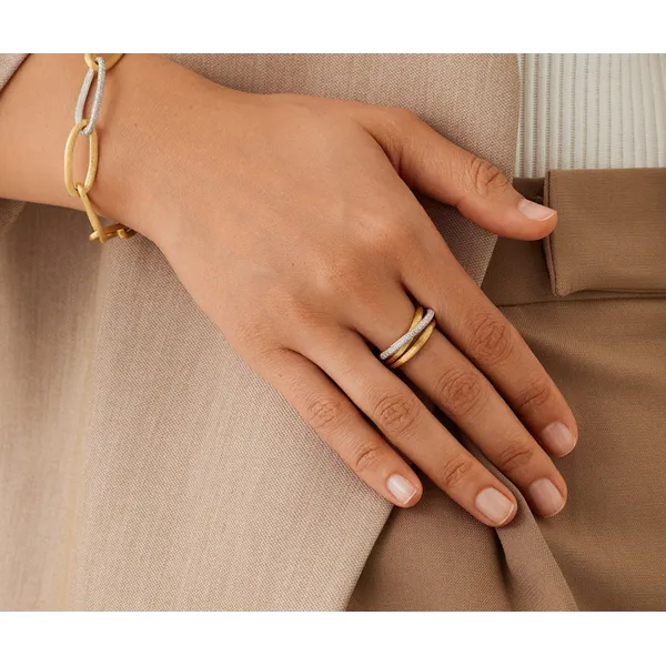 MARCO BICEGO JAIPUR GOLD 18K Yellow Gold 3-Strand Diamond Stackable Ring Image 4 Carats Mcallen, TX