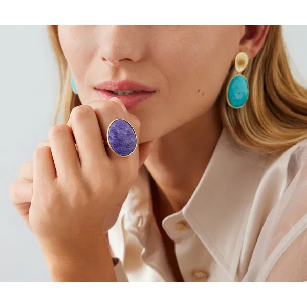 MARCO BICEGO LUNARIA 18K Yellow Gold Cocktail Ring With Charoite Image 4 Carats Mcallen, TX