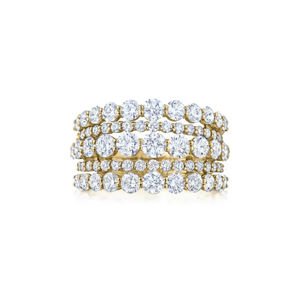 KWIAT LYRIC FIVE ROW ROUND DIAMOND RING IN 18 YELLOW GOLD Carats Mcallen, TX