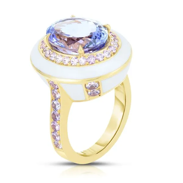 CICADA TANZANITE CENTER RING WITH SAPPHIRES IN 18 K GOLD Carats Mcallen, TX