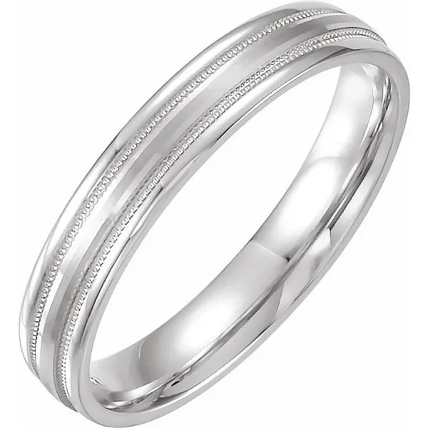 14K White 6 mm Flat Edge Comfort-Fit Band with Milgrain & Satin Finish Size 10 Carats Mcallen, TX