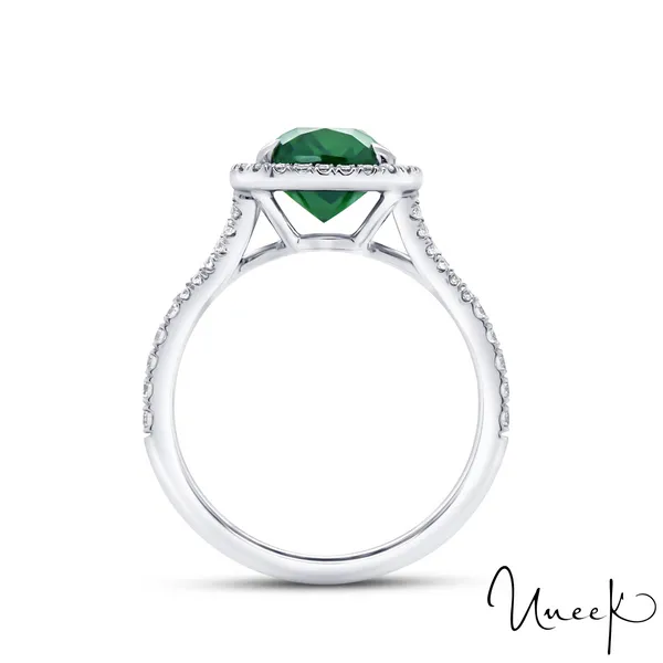 Uneek Precious Collection Halo Cushion Cut Indicolite Tourmaline Engagement Ring Image 2 Carats Mcallen, TX