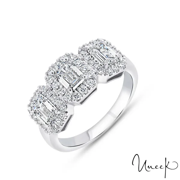 Uneek Signature Collection Halo Emerald Cut Diamond Engagement Ring Carats Mcallen, TX