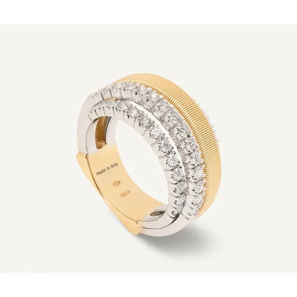 Marco Bicego18K Yellow Gold 4-Strand Coil Ring With 3 Diamond Pavé Bands Carats Mcallen, TX
