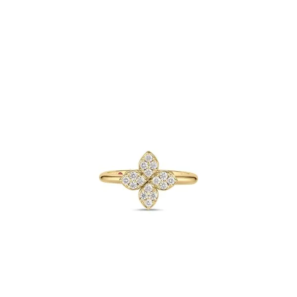 Roberto Coin Love In Verona Medium Pave Diamond Flower Ring Carats Mcallen, TX