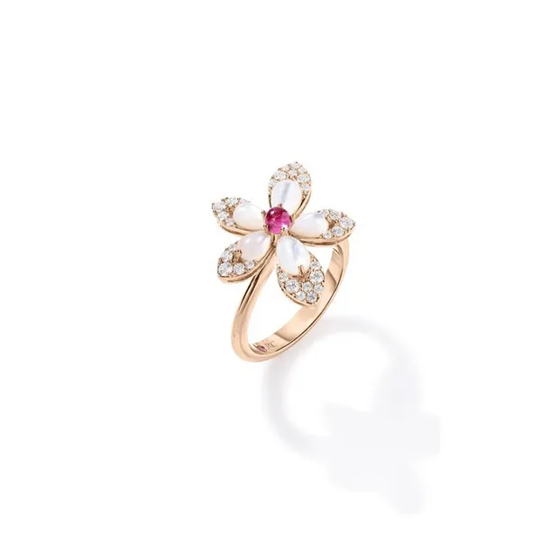 ROBERTO COIN 18K ROSE GOLD TIARE DIAMOND, MOTHER OF PEARL, AND RUBELLITE RING Carats Mcallen, TX