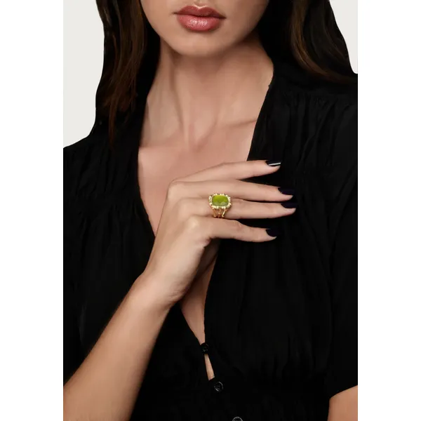 Bamboo With Stone Ring -IRIDESCENT PERIDOT Image 2 Carats Mcallen, TX