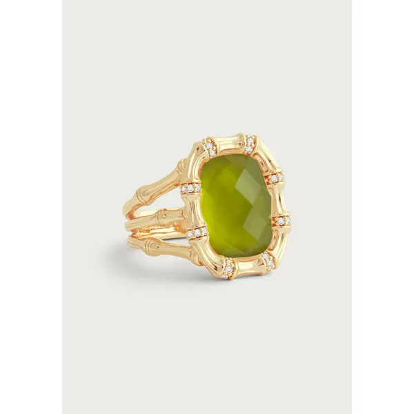Bamboo With Stone Ring -IRIDESCENT PERIDOT Carats Mcallen, TX