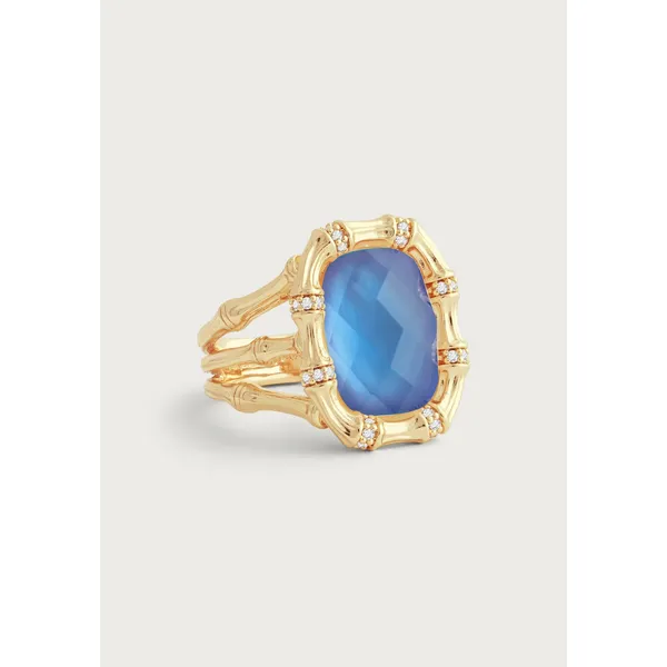 Bamboo With Stone Ring -IRIDESCENT SWISS BLUE Carats Mcallen, TX