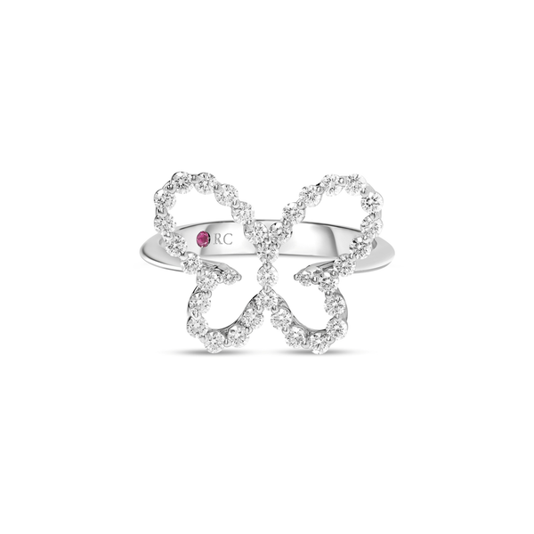 JASMINE - PAVE 18K WHITE GOLD JASMINE PAVE DIAMOND OUTLINE BUTTERFLY RING Carats Mcallen, TX