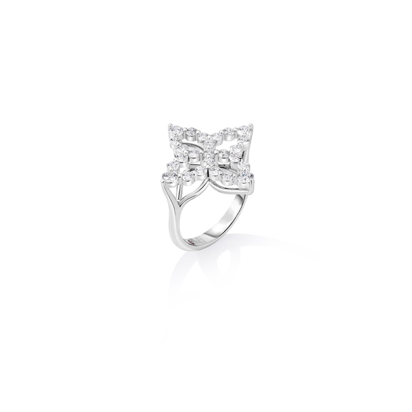 18K White Gold Diamond Princess Outline Flower Ring Carats Mcallen, TX
