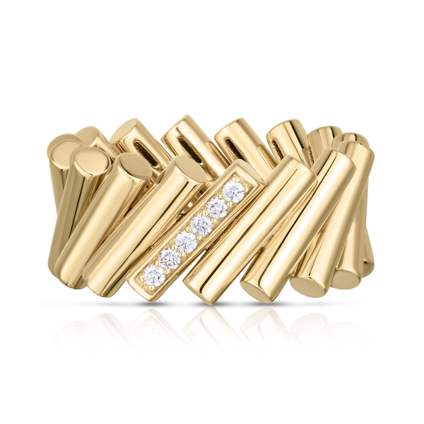 18K YELLOW GOLD DOMINO DIAMOND ACCENT RING Carats Mcallen, TX