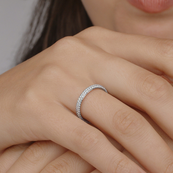 Moonlight Three-Row Ring with Pavé Diamonds Image 3 Carats Mcallen, TX