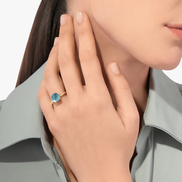 POMELLATO NUDO PETIT 18K WHITE AND ROSEGOLD SKY BLUE TOPAZ RING Image 2 Carats Mcallen, TX