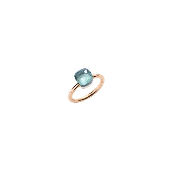 POMELLATO NUDO PETIT 18K WHITE AND ROSEGOLD SKY BLUE TOPAZ RING Carats Mcallen, TX