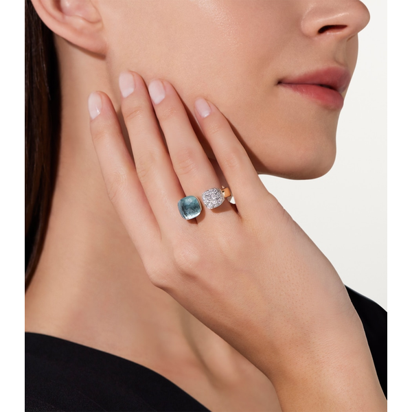 POMELLATO NUDO WHITE AND ROSE GOLD SKY BLUE TOPAZ, AND DIAMONDS RING Image 2 Carats Mcallen, TX