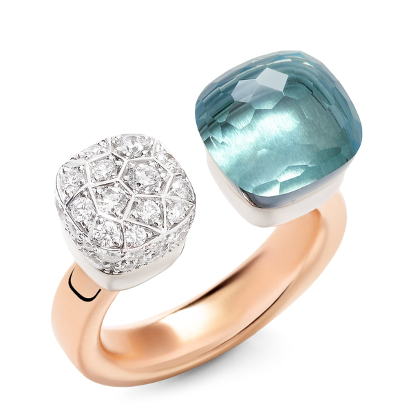 POMELLATO NUDO WHITE AND ROSE GOLD SKY BLUE TOPAZ, AND DIAMONDS RING Carats Mcallen, TX