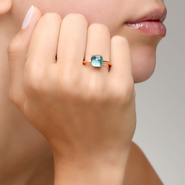 POMELLATO NUDO CLASSIC MAXI ROSE/WHITE GOLD SKYBLUE TOPAZ RING Image 2 Carats Mcallen, TX