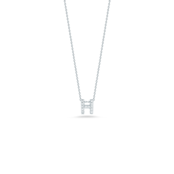 18K White Gold Diamond Love Letter H Necklace Carats Mcallen, TX