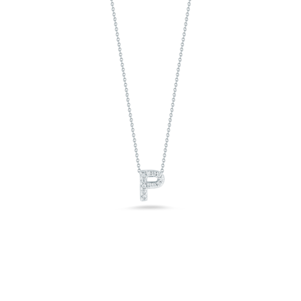 18K White Gold Diamond Love Letter 'P' Necklace Carats Mcallen, TX