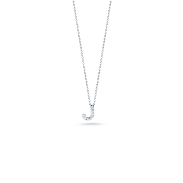 18K White Gold Diamond Love Letter 'J' Necklace Carats Mcallen, TX