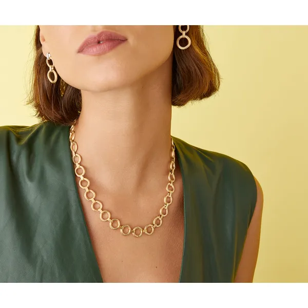 MARCO BICEGO JAIPUR GOLD 18K Yellow Gold Flat Link Collar Necklace Image 2 Carats Mcallen, TX