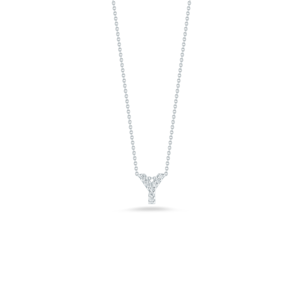 18K White Gold Diamond Love Letter "Y" Necklace Carats Mcallen, TX