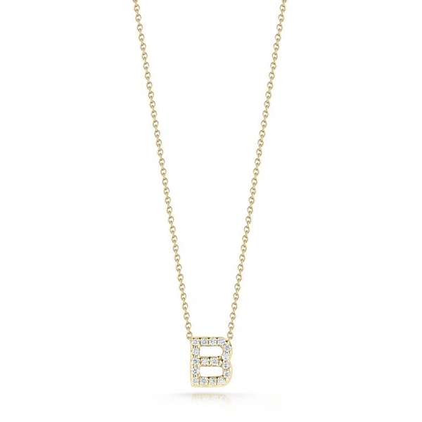 18K Yellow Gold Diamond Love Letter B Necklace Carats Mcallen, TX