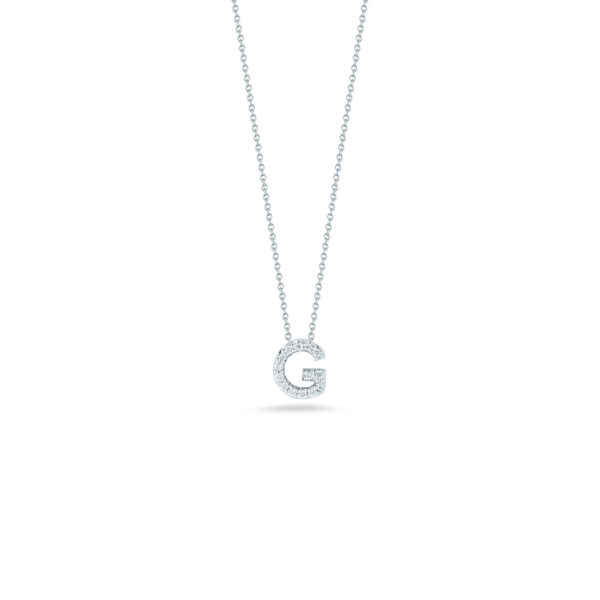 18K White Gold Diamond Love Letter G Necklace Carats Mcallen, TX