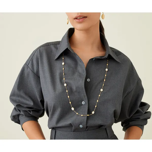 MARCO BICEGO SIVIGLIA 18K Yellow Gold Mother of Pearl & Gold Long Necklace Image 2 Carats Mcallen, TX
