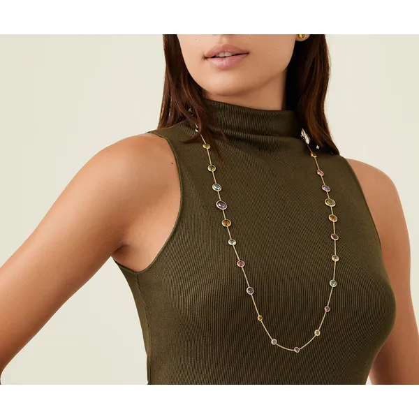 MARCO BICEGO JAIPUR COLOR 18K Yellow Gold Long Gemstone Necklace Image 2 Carats Mcallen, TX