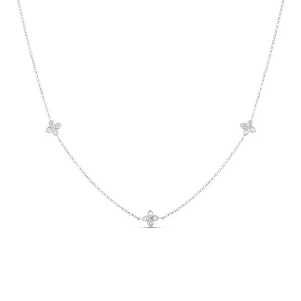 18K Yellow Gold Diamond 3 Stations Necklace Carats Mcallen, TX