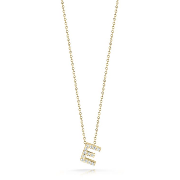 18K Yellow Gold Diamond Love Letter E Necklace Carats Mcallen, TX