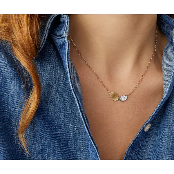 MARCO BICEGO LUNARIA 18K Yellow Gold Mini-Petal & Diamond Pendant Necklace Image 2 Carats Mcallen, TX