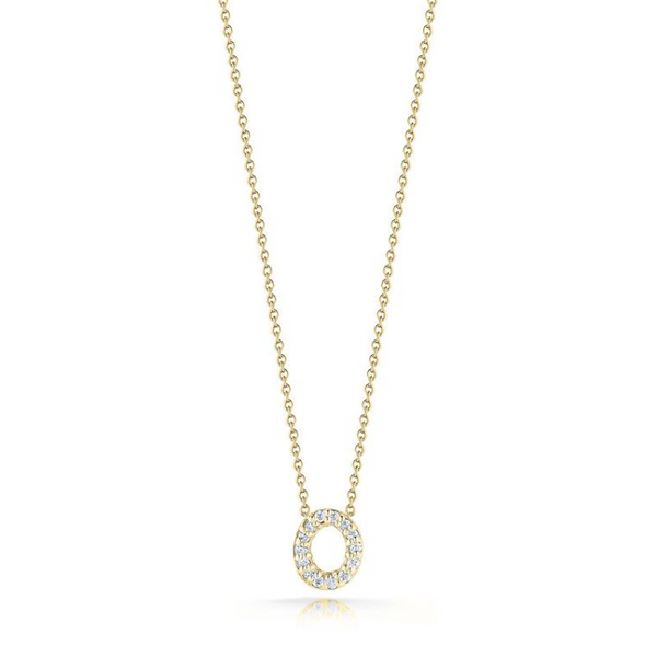 18K Yellow Gold Diamond Letter O Necklace Carats Mcallen, TX