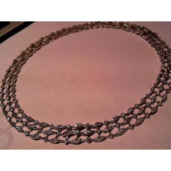 18K White Gold 3 Row Diamond Fashion Necklace Carats Mcallen, TX