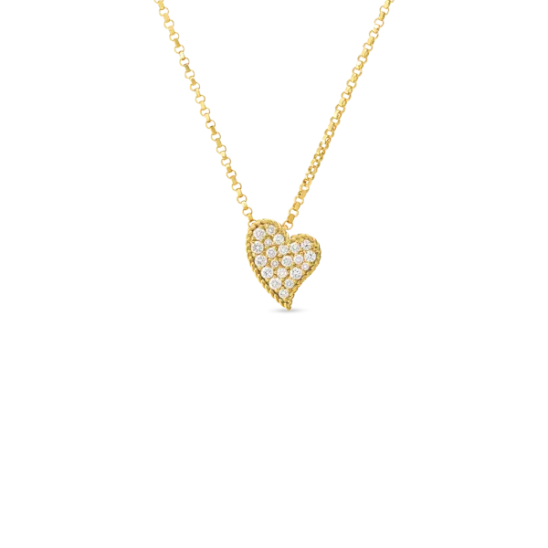18K YELLOW GOLD PRINCESS SMALL DIAMOND SLANTED HEART NECKLACE Carats Mcallen, TX